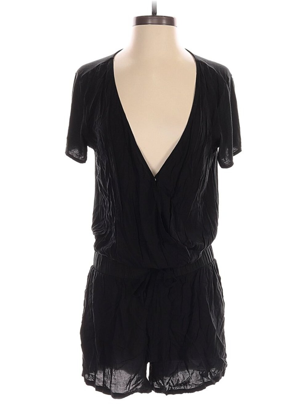 Victoria's Secret Black V-Neck Short Sleeve Romper